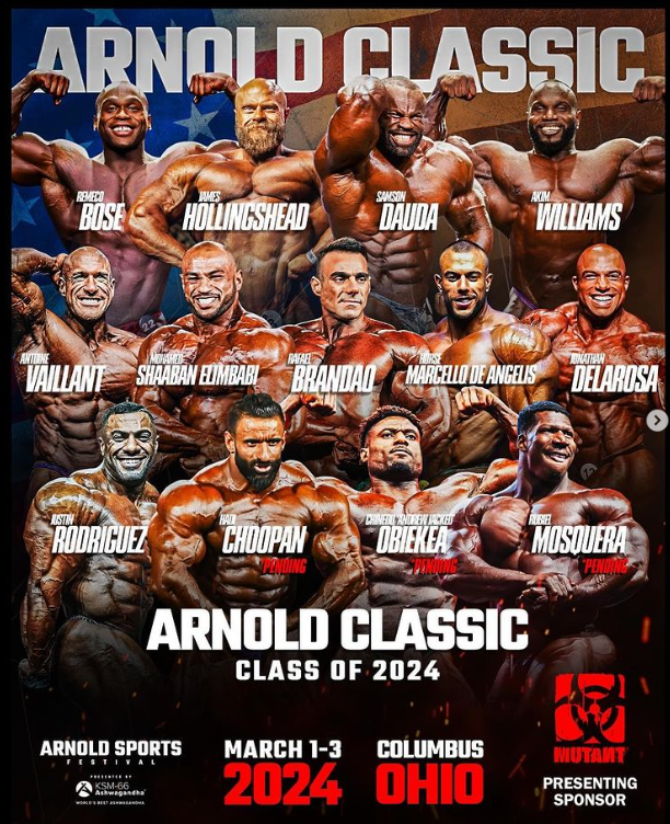 Listado sobre los competidores del Arnold Classic 2024 en New Culturismo