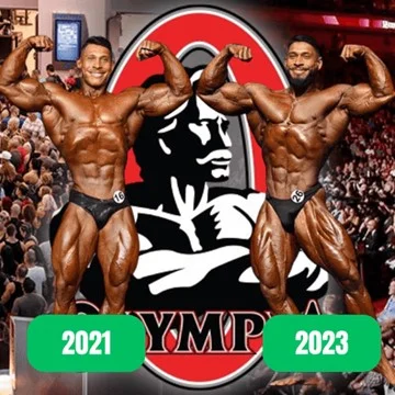 Pose de frente de Ramon Dino Olympia 2021 vs Olympia 2023